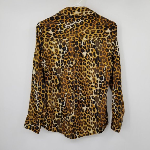 Express Long Sleeved Women's Collared Button Front Blouse Shirt Size Small - Picture 2 of 12